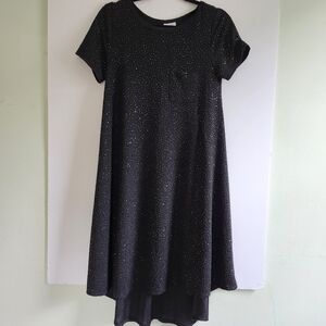 LuLaRoe Carly Hi-Low Black Sparkle Swing Dress Size X-Small